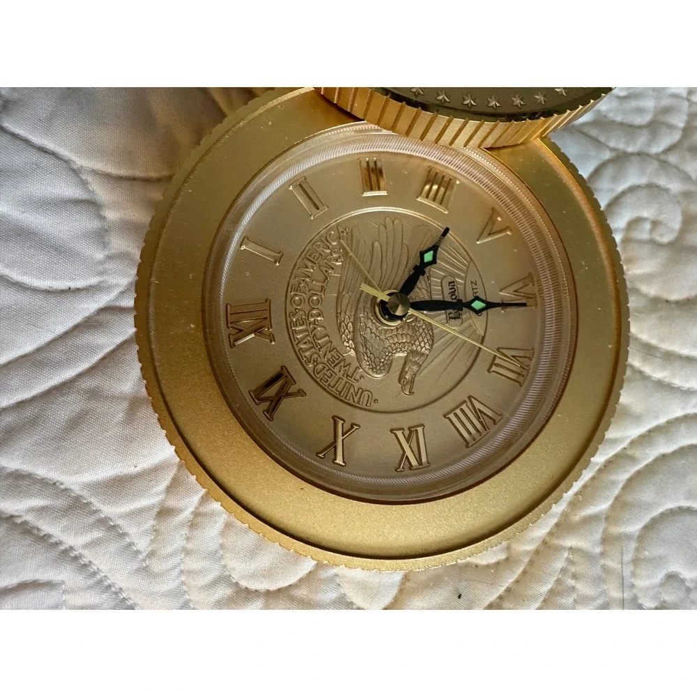 Bulova Saint-Gaudens Double Eagle Gold Coin Alarm Clock MCMVII B0675 Vintage